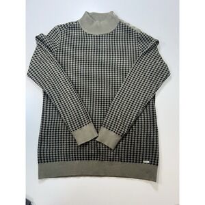 Calvin Klein Mock Neck Sweater size Small Green Black with Button Detail‎ gray